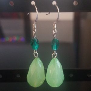 Beautiful emerald green glass earrings